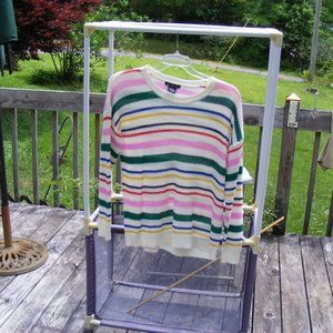 Ladies Size Large Sweater Vintage Multicolor Striped Top by Runway 7